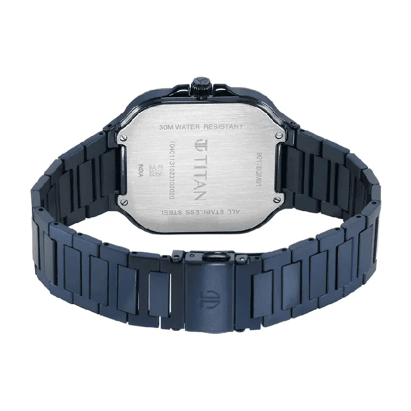 Titan Classique Slim Square Blue Dial Men's Watch- 90176QM01